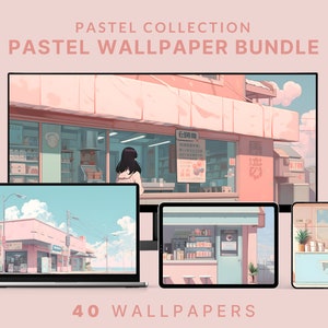 Studio ghibli inspired desktop wallpaper pastel aesthetic pink wallpaper anime wallpaper pastel wallpaper ultrawide anime phone wallpaper