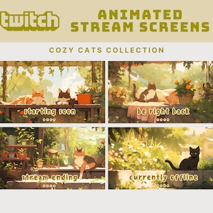 Acogedor gato pantalla de transmisión animada superposición de cottagecore plantas lofi superposición de contracción ghibli superposición de contracción del gato gatos lindos contracción superposición de gato kawaii