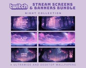 purple animated stream screen purple sky twitch stream screen purple forest twitch banner purple stream banner twitch halloween overlay