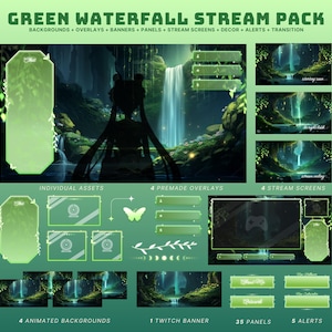 cozy stream package butterfly twitch overlay forest stream pack green twitch stream animated vtuber package fairy overlay cozy twitch banner