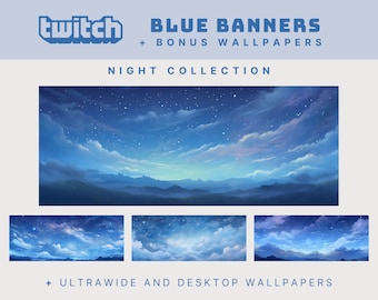 Blue twitch stream banner studio ghibli twitch banner blue night stream banner anime ultrawide blue forest wallpaper desktop blue aesthetic
