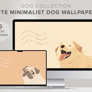 Desktop wallpaper cute dog wallpaper affirmation wallpaper minimalist desktop wallpaper beige aesthetic  wallpaper kawaii desktop mac