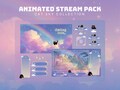 cute cat twitch pack pink sky witch overlay animated cat stream screens cute obs overlay pastel sky twitch pack animated cat stinger twitch product logo