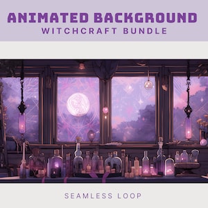 vtuber animated background vtuber purple background witch animated background stream animated purple twitch overlay witch animated stream