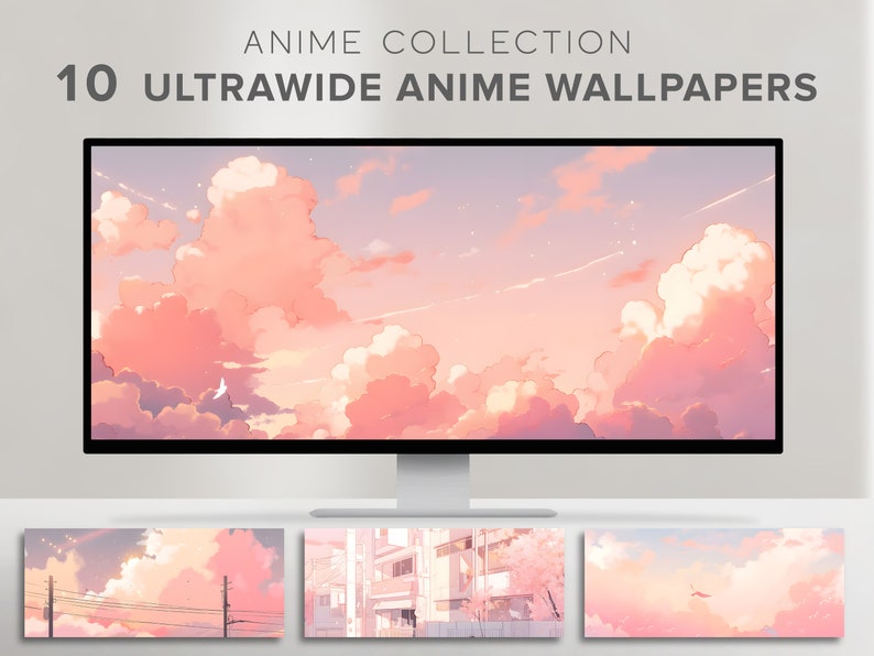 Ultra Wide Wallpaper Pink Anime Desktop Wallpaper Cute - Etsy