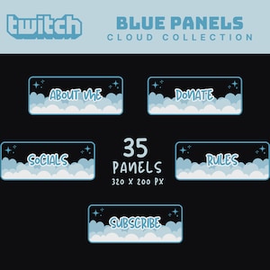 blue cloud panels twitch stream overlay cute blue twitch panels kawaii cloud panels twitch stream panels blue vtuber assets sky panels