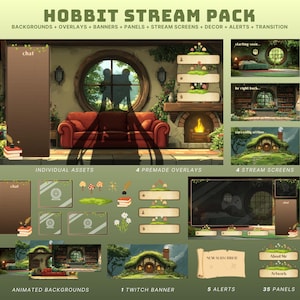 Cozy stream pack cottagecore twitch overlay cozy twitch alerts cozy animated background vtuber overlay twitch stream cozycore background