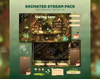 Cozy Alchemist Animated Stream Pack: Cottagecore Forest Overlay (Digital Download)