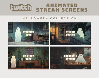 halloween stream screen lofi twitch stream screen ghibli twitch overlay halloween stream overlay animated background cute ghost twitch