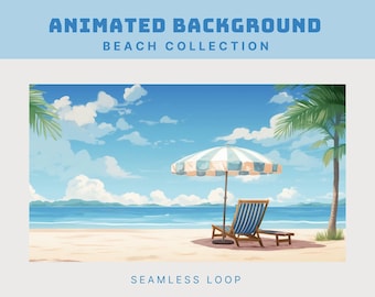 summer animated background beach vtuber background summer twitch overlay beach stream background cozy beach overlay animated vtuber summer