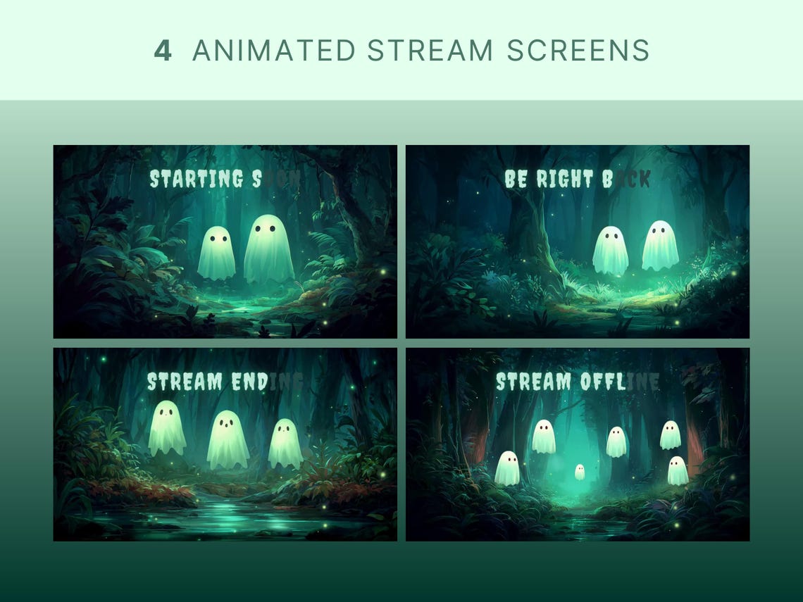 Ghost Stream Layout Ghost Stream Package Cozy Forest Overlay Twitch Halloween Stream Pack ...
