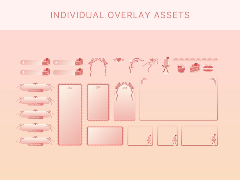 Stream Ribbon Visual Cute Pink Stream Pack Bow Twitch Overlay Vtuber Coquette Stream Screen ...