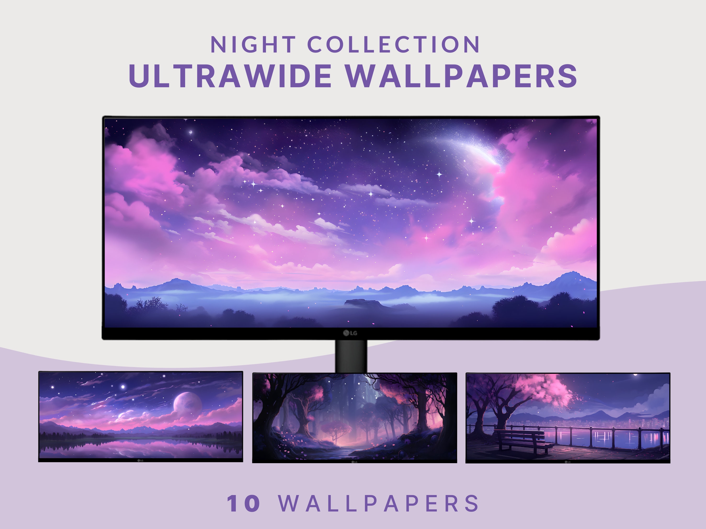 Purple Ultra Wide Wallpaper Purple Sky Desktop Wallpaper Purple Night