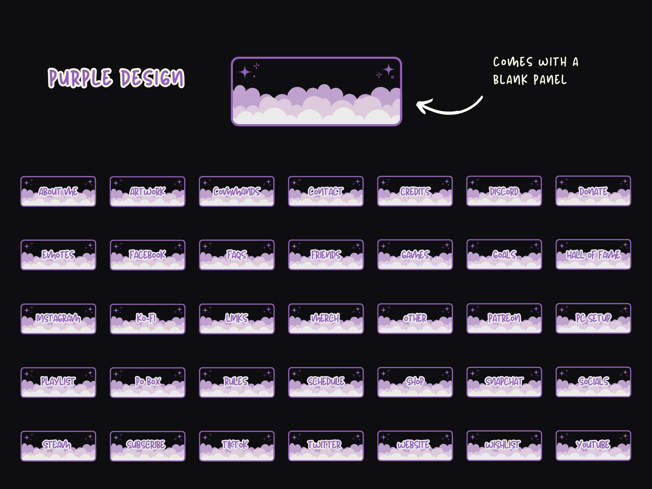 Twitch Panels Cute Clouds Twitch Overlay Pink Panels Ghibli Twitch