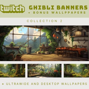 Anime twitch stream banner estudio ghibli inspirado twitch banner lindo anime fondo de pantalla ultra ancho anime escritorio fondo de pantalla mac fondo de pantalla macbook