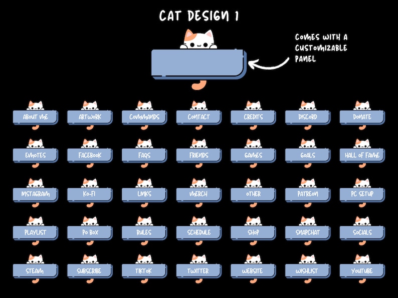 Cute Twitch Panels Cat Twitch Panels Kawaii Twitch Panels Cat - Etsy