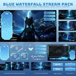 blue stream package butterfly twitch package blue twitch overlay cave stream pack blue water overlay butterfly animated stream blue fairy