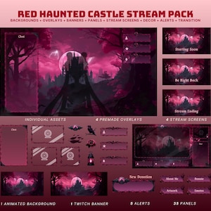 pink forest twitch package halloween vtuber background pink goth twitch overlay pink vampire overlay stream package goth animated halloween