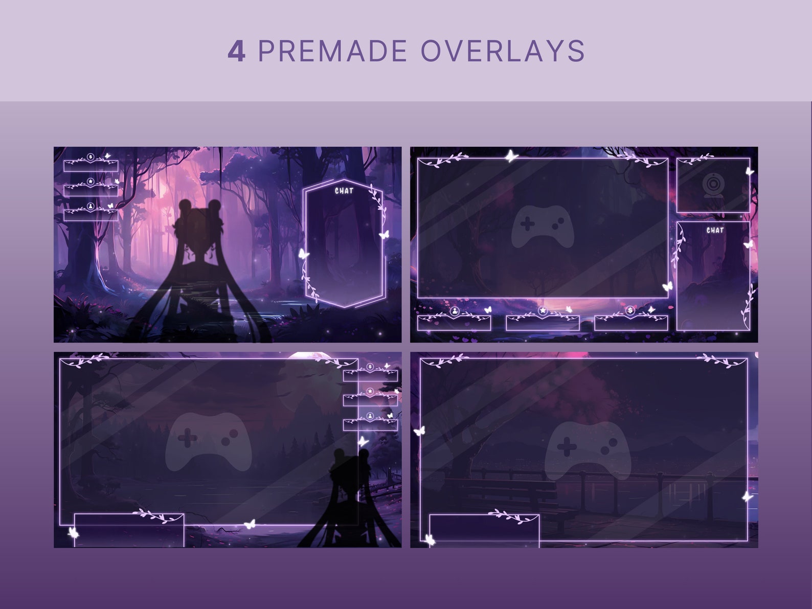 Left Overlay Purple Twitch Overlay Animated Vtuber Background Witch Twitch Overlay ...