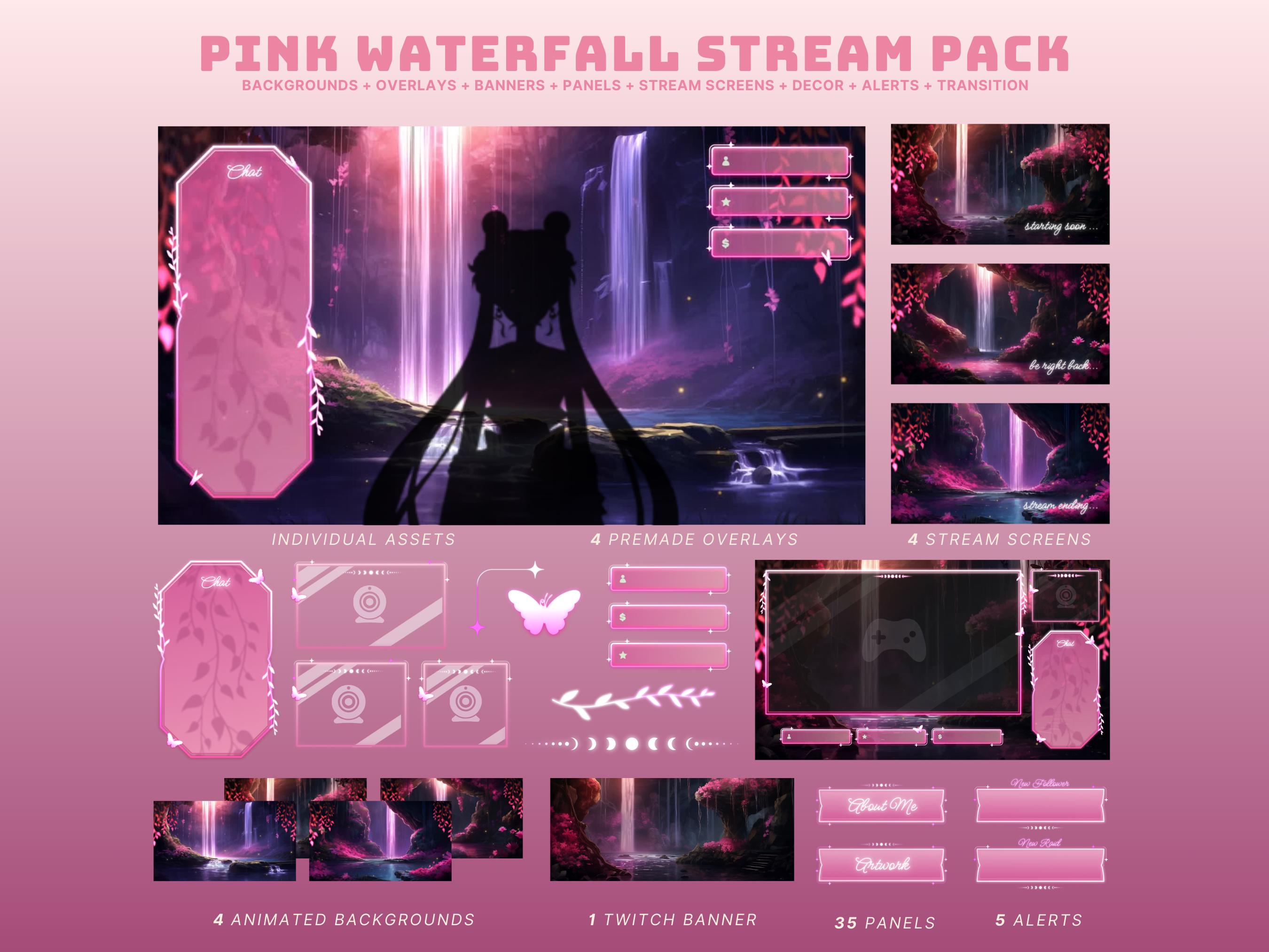 pink stream package cute pink twitch package butterfly twitch overlay witch stream pack pink goth overlay butterfly animated stream fairy