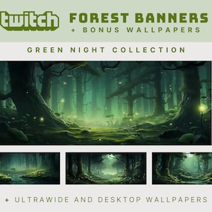 Grön twitch-banner grön halloween twitch-banner mysig stream-banner grön natt ultrabred bakgrund grön skogsbakgrund grön natt