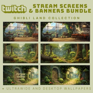 Studio Ghibli animated stream screen ghibli twitch banner anime twitch overlay ghibli stream overlay animated background cozy twitch overlay