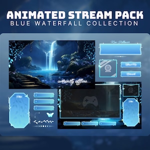 pacote de borboleta twitch pacote de fluxo azul sobreposição de twitch azul pacote de fluxo de caverna sobreposição de água azul fluxo animado de borboleta sobreposição gótica
