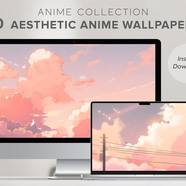 Aesthetic desktop anime wallpaper pink sky wallpaper studio Ghibli inspired wallpaper aesthetic clouds wallpaper cute background wallpaper