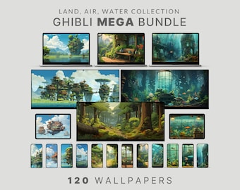 Papier peint inspiré du studio ghibli, papier peint de bureau anime mega bundle, papier peint ultra large anime, papier peint de téléphone ghibli, fond d'écran anime ipad