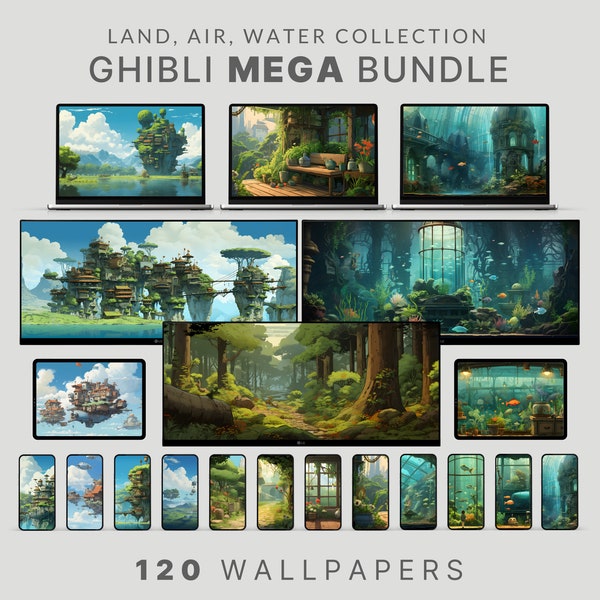 Studio ghibli inspired wallpaper anime desktop wallpaper mega bundle anime ultra wide wallpaper ghibli phone wallpaper anime ipad wallpaper