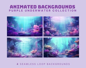 ocean animated background water purple vtuber background sea animated stream background purple twitch background summer twitch overlay cute