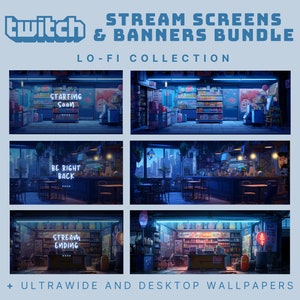 lofi twitch schermo di flusso animato schermo di flusso blu lofi twitch banner vaporwave stream banner sfondo animato lofi banner overlay