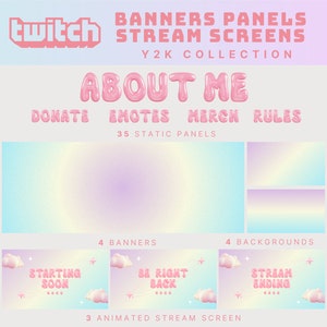 y2k twitch overlay retro pink twitch overlay aesthetic pink twitch panel gradient twitch banner blue banner twitch y2k aesthetic pastel
