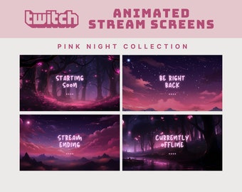 pink halloween animated stream screen pink sky twitch stream screen pink forest twitch overlay pink goth halloween overlay night pink