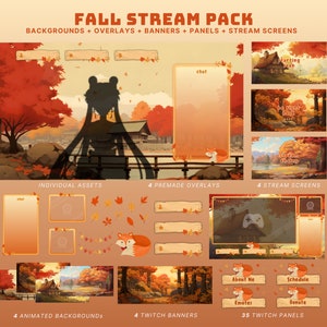 fall twitch overlay fall stream pack twitch autumn animated background vtuber fall overlay autumn twitch banner fall vtuber overlay stream