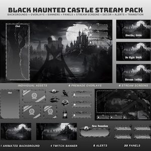 dark forest twitch package halloween vtuber background black twitch overlay pink vampire overlay stream package goth animated halloween obs