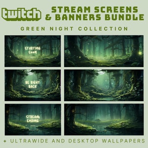 grün animierter Stream Bildschirm gemütlich Twitch grüner Wald Twitch Banner grüner Stream Banner Halloween gemütlich twitch Overlay twitch