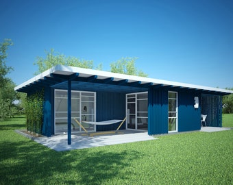 Modern Summer House Plan Area 40,39m2 CAD+PDF Set