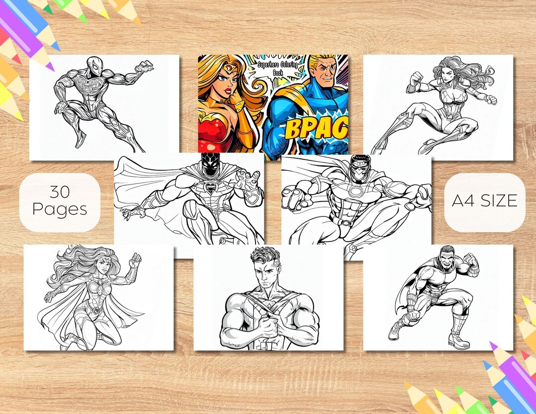 Superhero Coloring Book PDF Printable Download Coloring Pages Digital Download Coloring