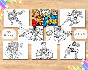 Superhero Coloring Book | PDF Printable Download | Coloring Pages | Digital Download | Coloring Printable | Childrens Activity Book