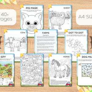 Farm Friends | Childrens Animal Activity & Coloring Book | eBook | PDF Printable Download | 40+ Pages | Kids Book | Coloring Pages