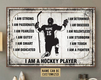 Personalized Hockey Life Lessons Poster, Vintage Hockey Poster, Custom Name  Hock