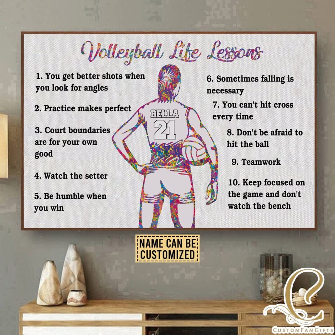Personalized Volleyball Life Lessons Watercolor Poster/canvas Etsy