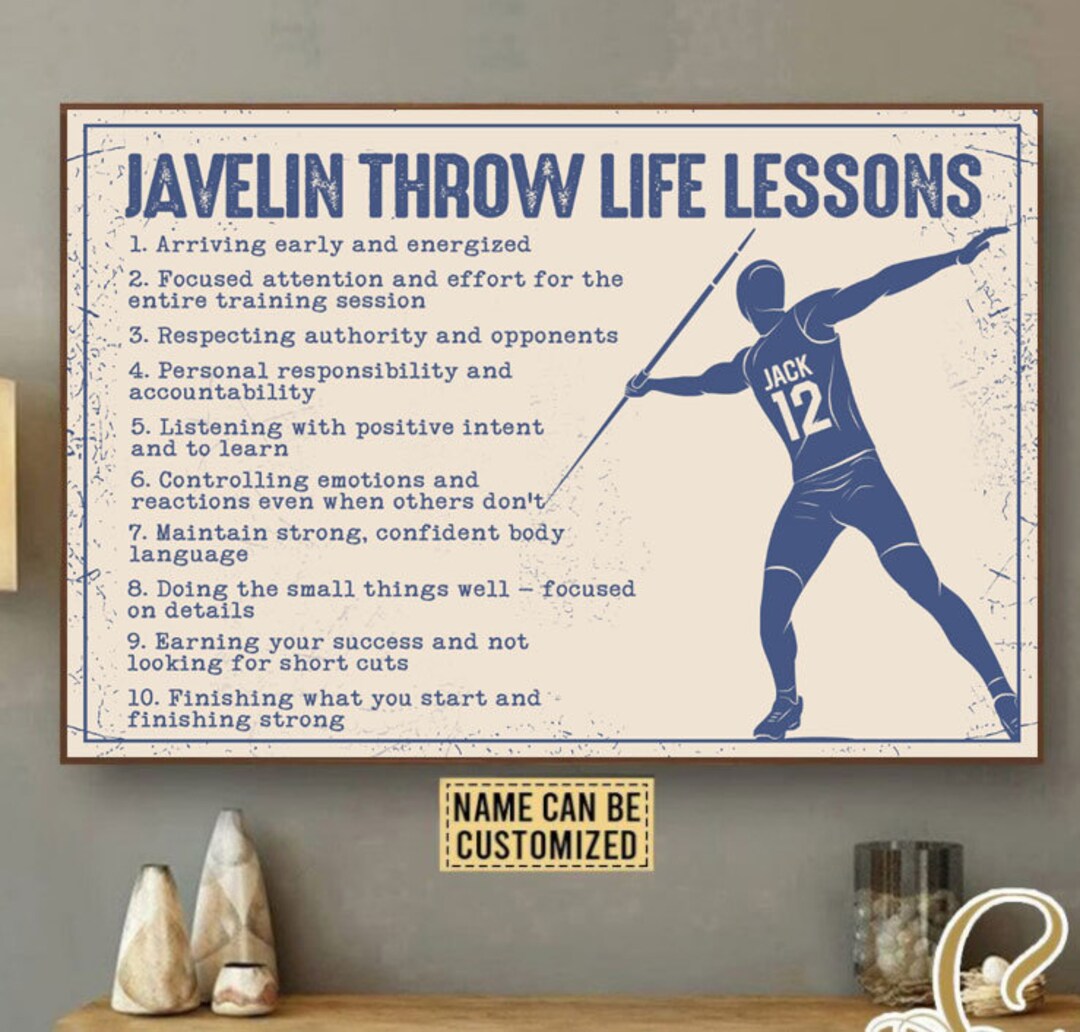 Javelin Throw Life Lessons Poster/canvas Custom Name Javelin Etsy