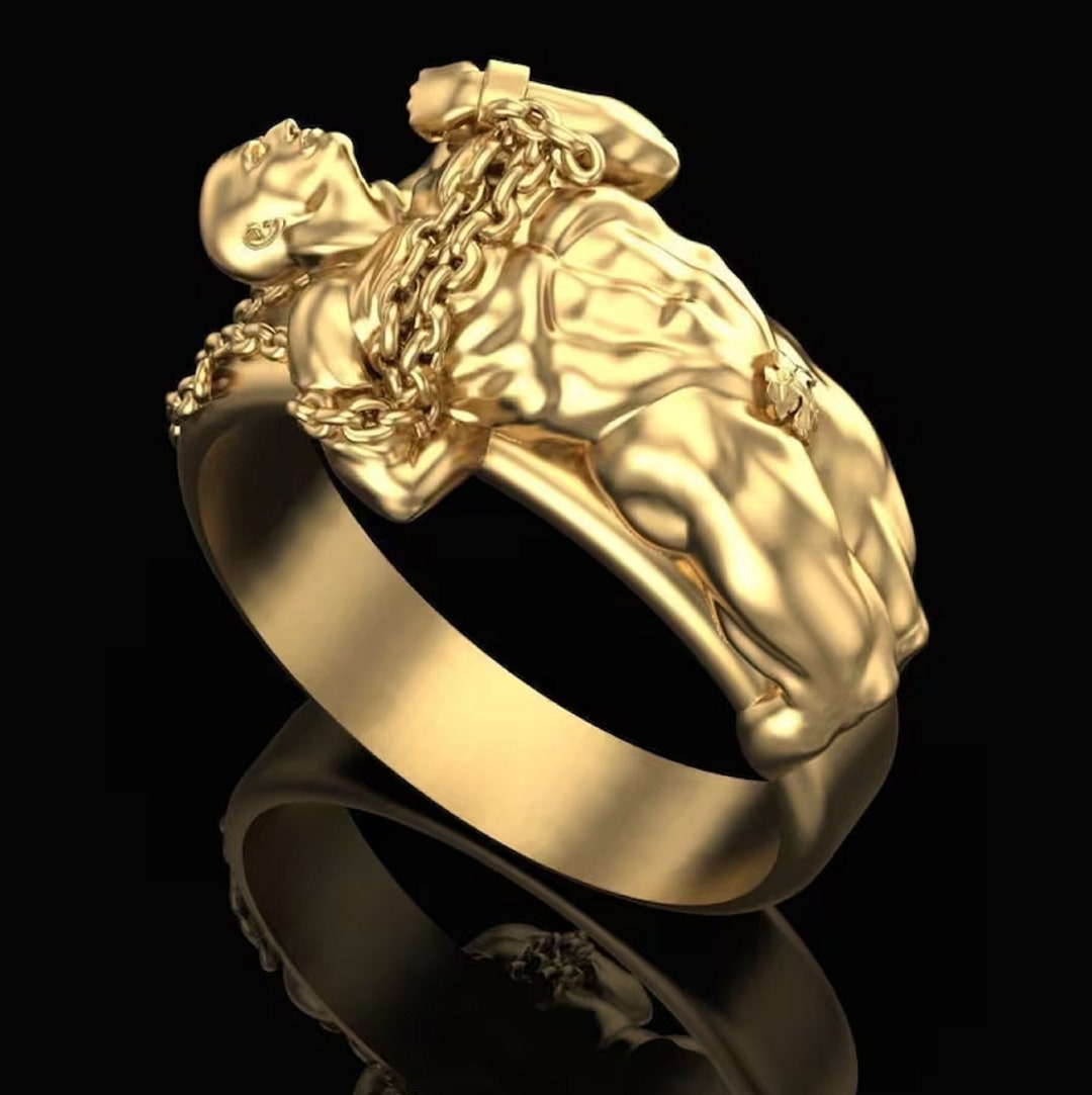 14kt Gold Over Tearing the Shackles Ring Unique Modeling Women's Ring