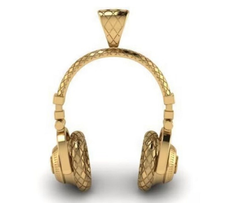 14K Gold Plated Diamond Headphone Pendant ,music Pendant, Iced
