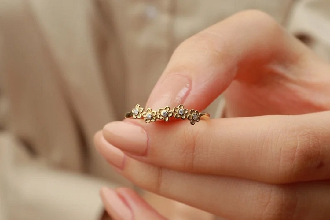 Flower Stacking Ring Daisy Flower Ring 925 Sterling Silver - Etsy