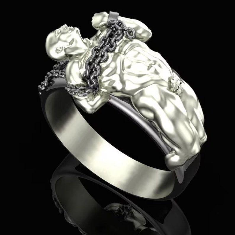 14kt Gold Over Tearing the Shackles Ring Unique Modeling Women's Ring