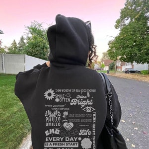 Self care retro Hoodie, Oversized, Trendy mental health hoody jumper positive Words on back Hoodie Trendy 90s Aesthetic Hoodie y2k Aesthetic