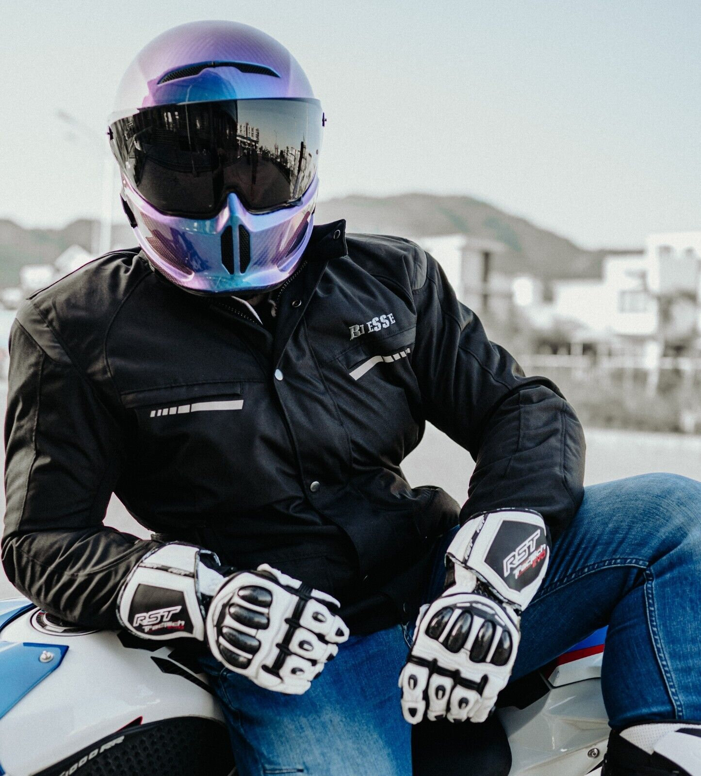 Veste De Moto Hommes Avec Passepoil Réfléchissant